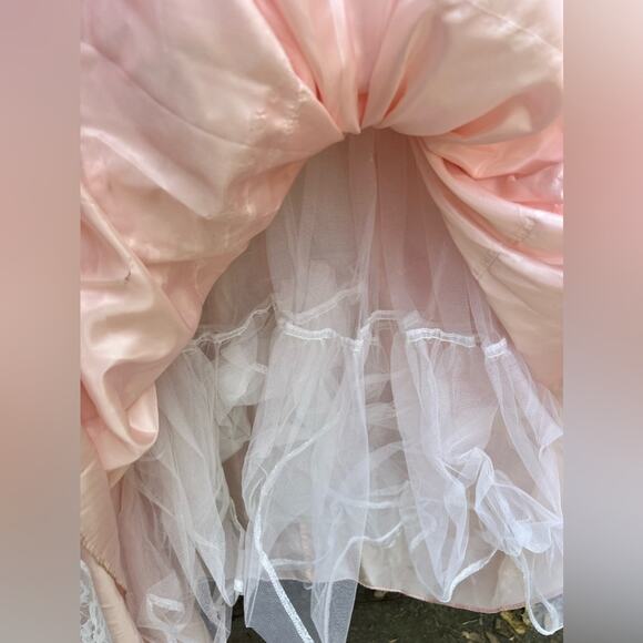 Vintage 80s ZumZum Peach Ruffle Lace Pickups Miss Peach Bo Peep Gown Dress 5/6 - Picture 9 of 11